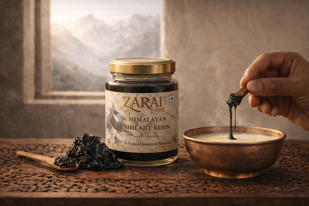 Zarai Himalayan Shilajit Resin - pure resin in a glass jar